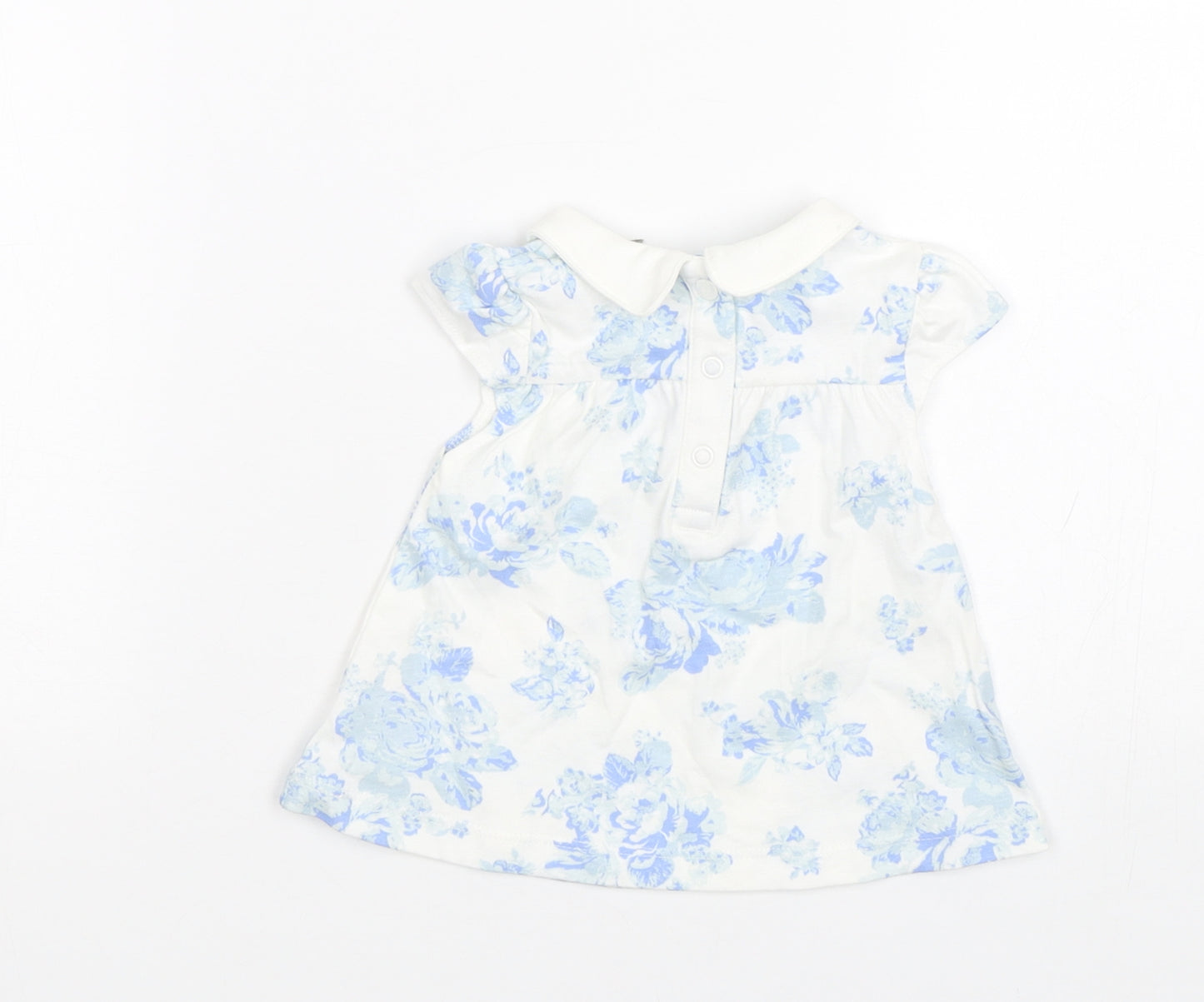 TU Girls Blue Floral  T-Shirt Dress  Size 0-3 Months  - Newborn