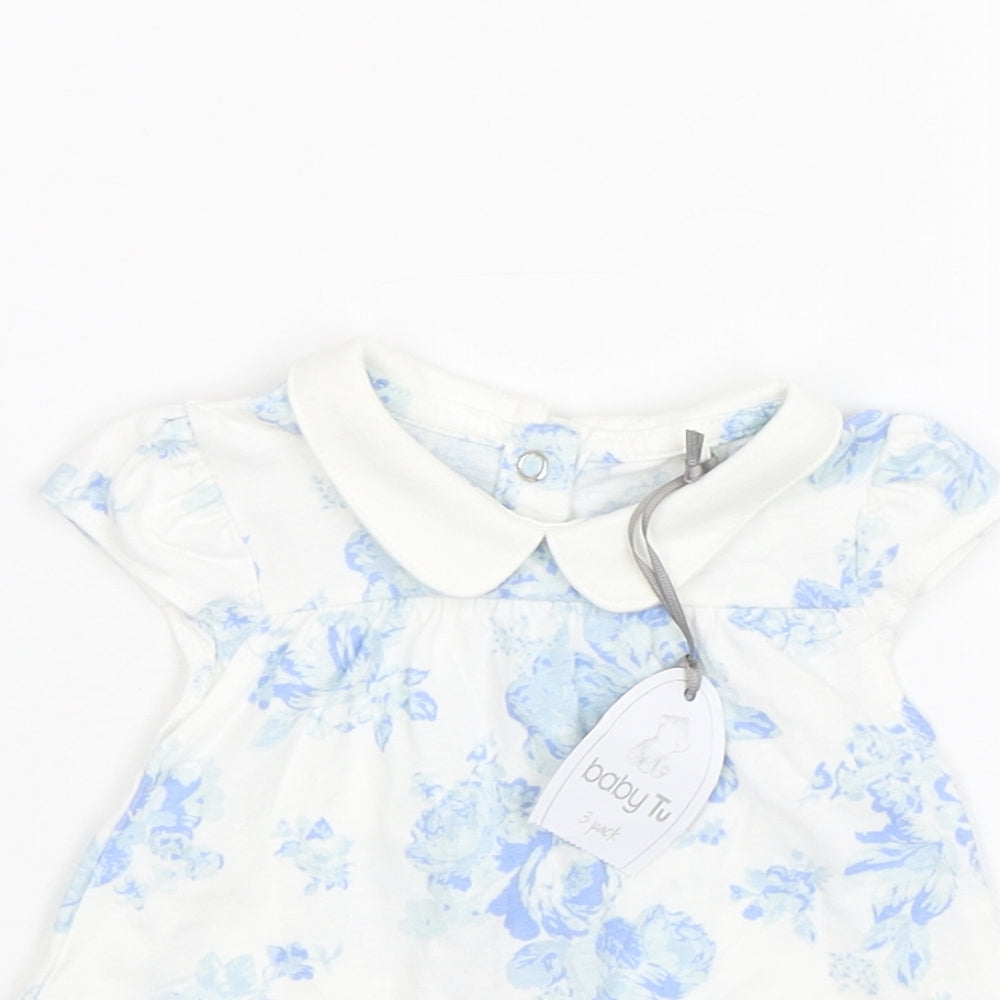 TU Girls Blue Floral  T-Shirt Dress  Size 0-3 Months  - Newborn