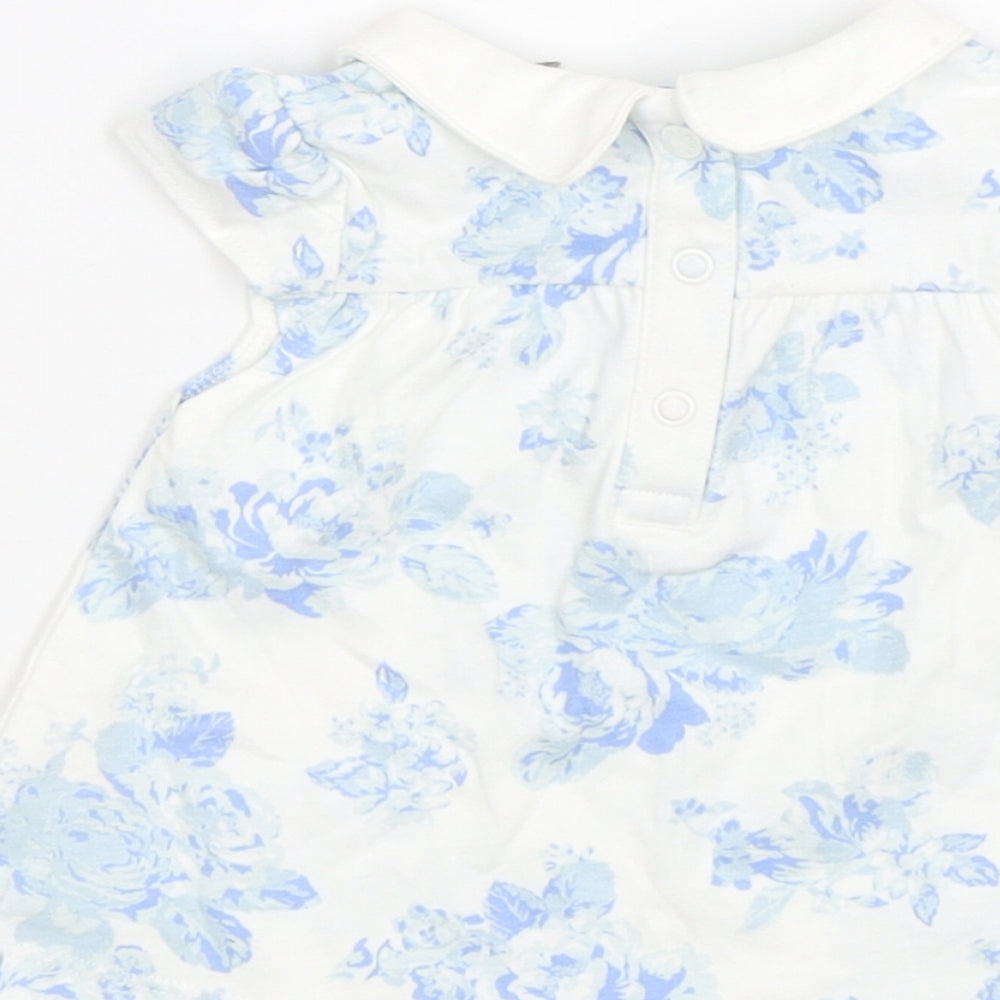TU Girls Blue Floral  T-Shirt Dress  Size 0-3 Months  - Newborn