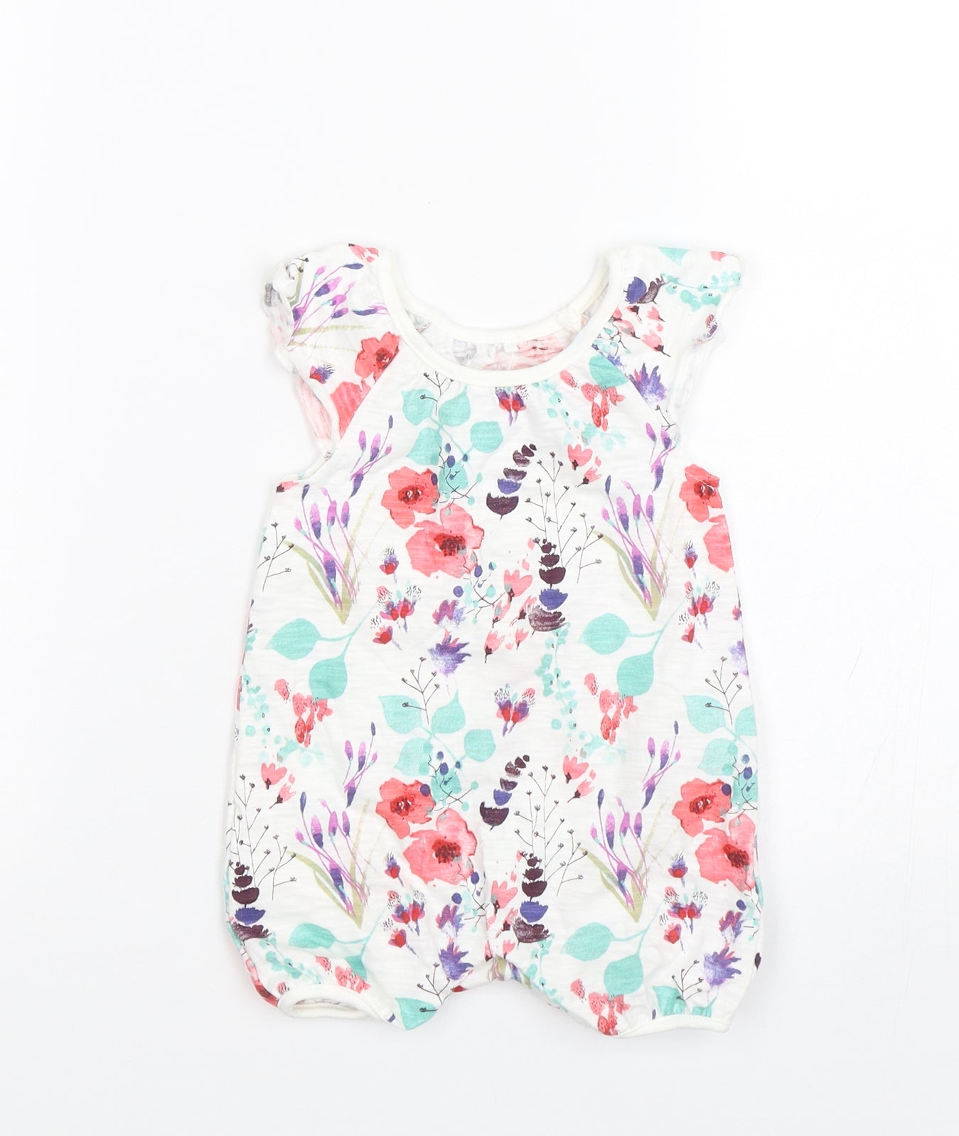 NEXT Girls White Floral  Babygrow One-Piece Size 0-3 Months  - Summer