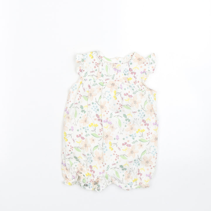 Miniclub Girls White Floral  Babygrow One-Piece Size 0-3 Months