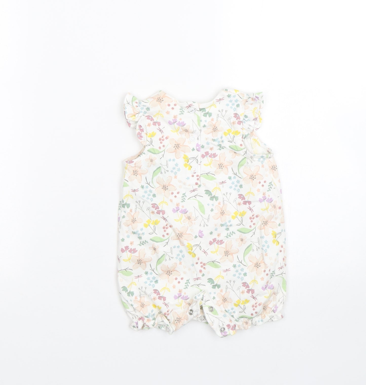 Miniclub Girls White Floral  Babygrow One-Piece Size 0-3 Months