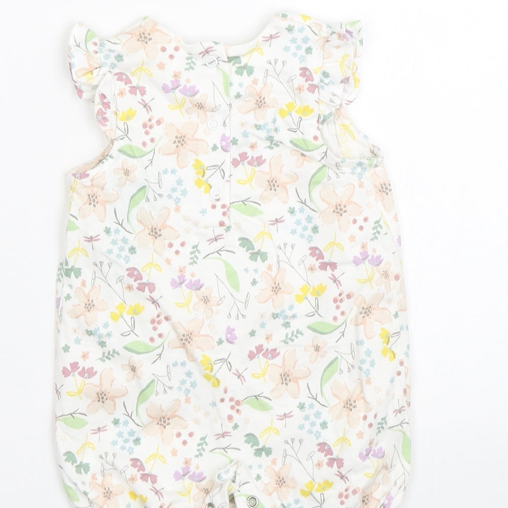 Miniclub Girls White Floral  Babygrow One-Piece Size 0-3 Months
