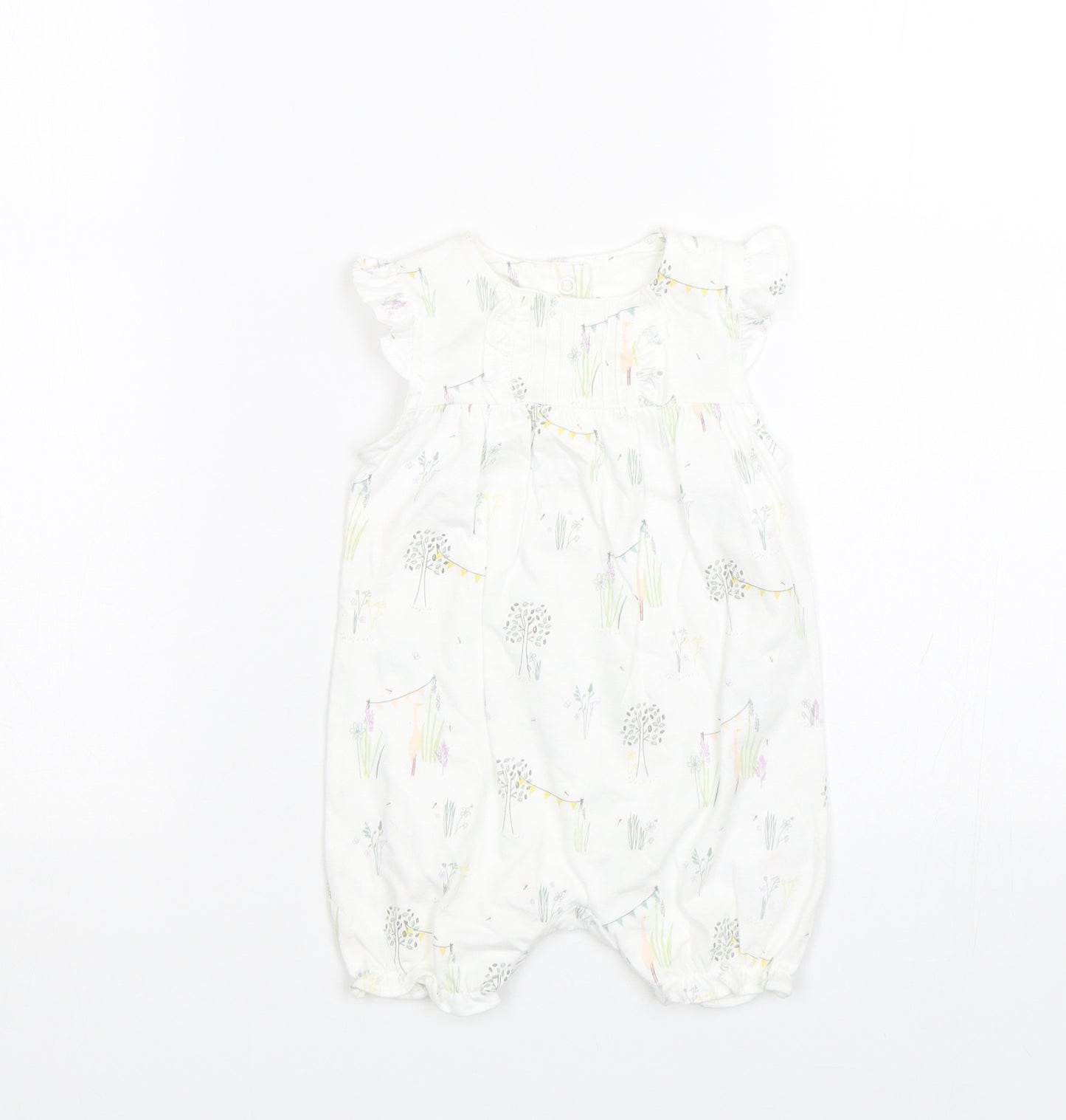 Mini Club Girls White Floral  Babygrow One-Piece Size 0-3 Months  - Summer
