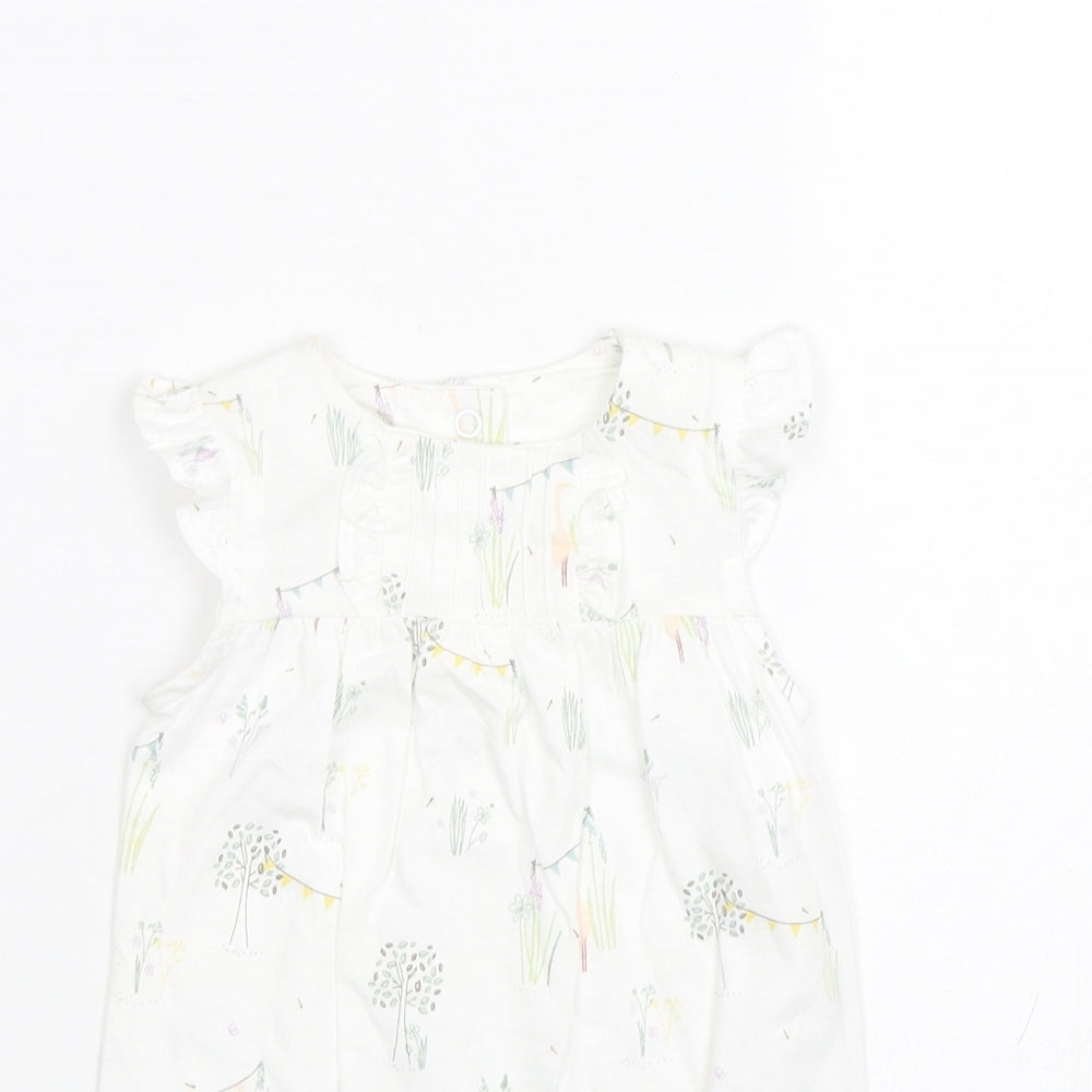 Mini Club Girls White Floral  Babygrow One-Piece Size 0-3 Months  - Summer