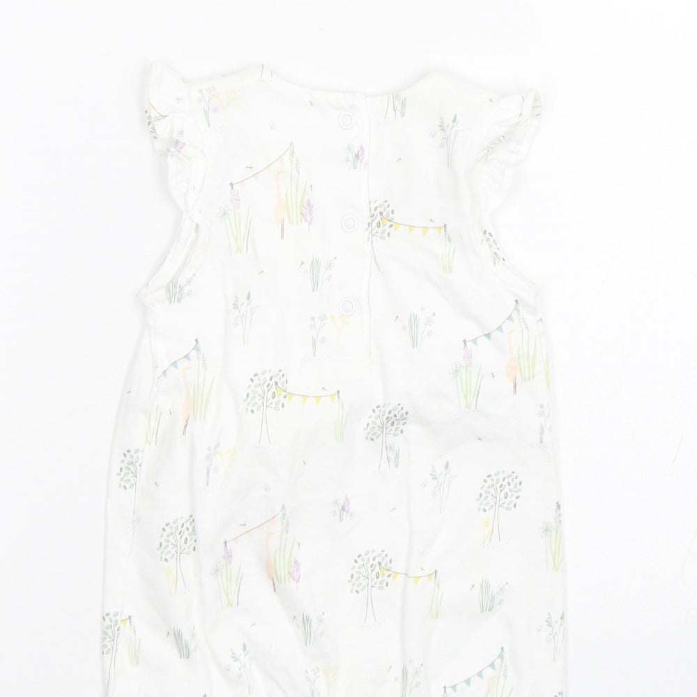 Mini Club Girls White Floral  Babygrow One-Piece Size 0-3 Months  - Summer