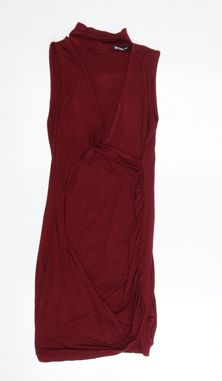 PRETTYLITTLETHING Womens Red Wrap Dress Size S