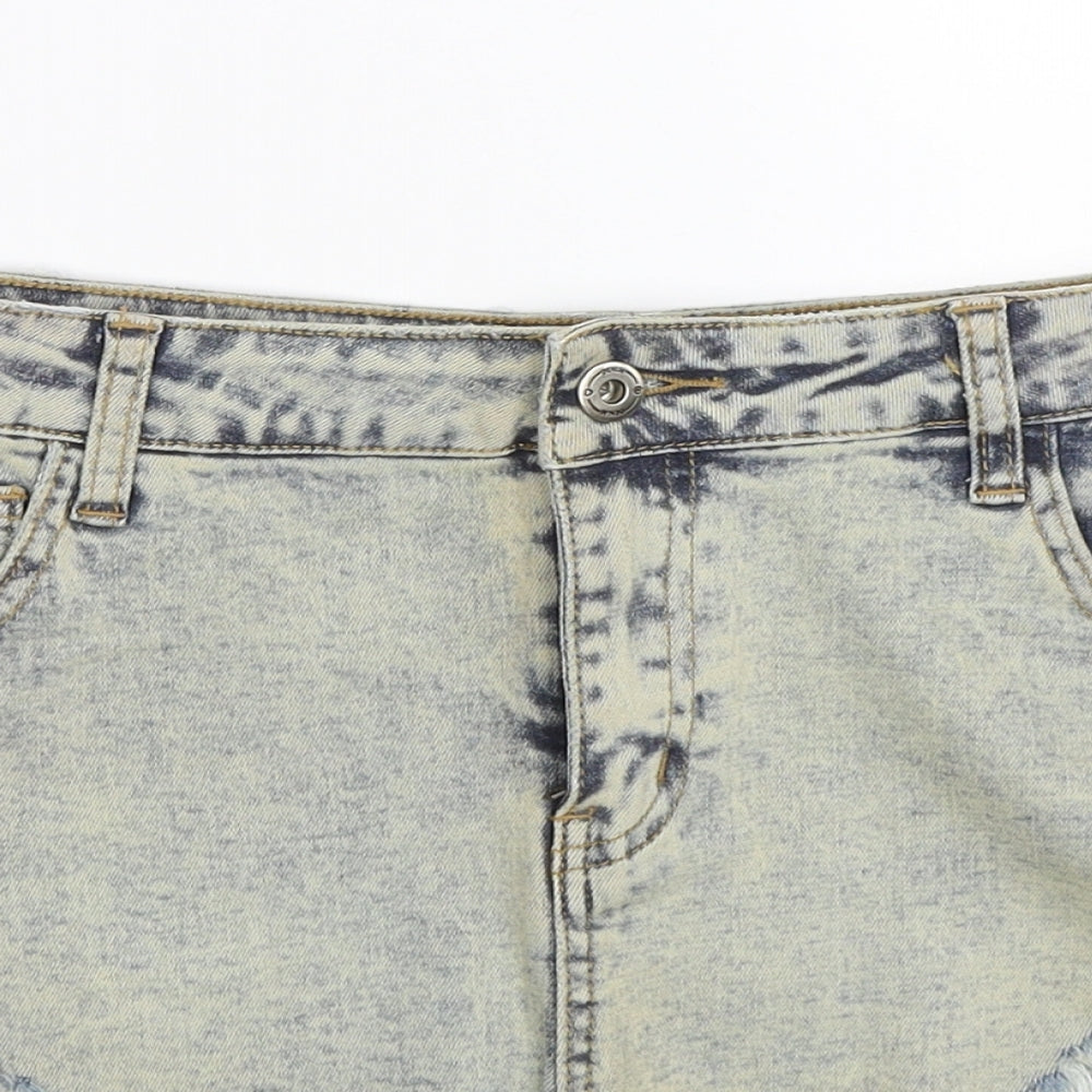 Missguided Womens Beige  Denim Mom Shorts Size 10