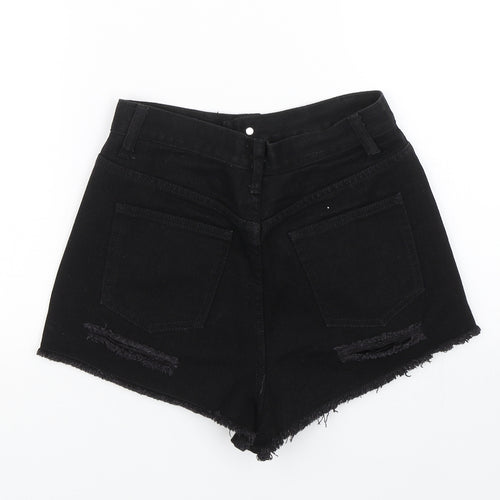 Missguided Womens Black  Denim Mom Shorts Size 8
