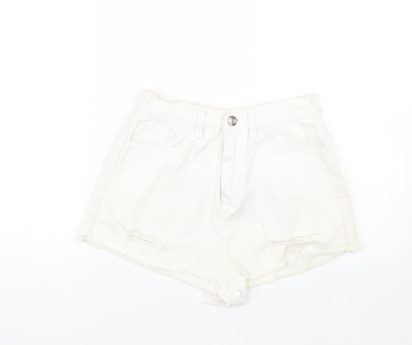 Missguided Womens White  Denim Mom Shorts Size 8