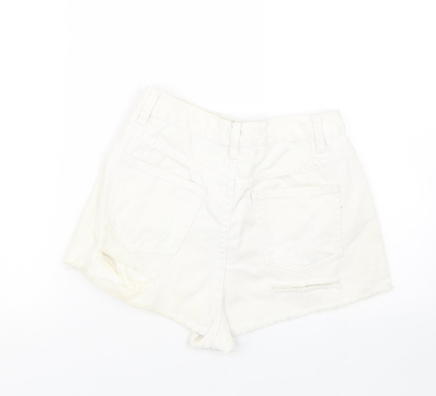 Missguided Womens White  Denim Mom Shorts Size 8