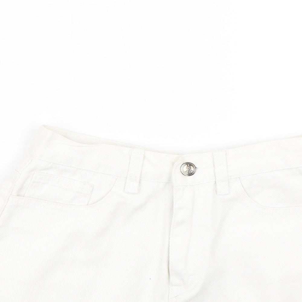 Missguided Womens White  Denim Mom Shorts Size 8