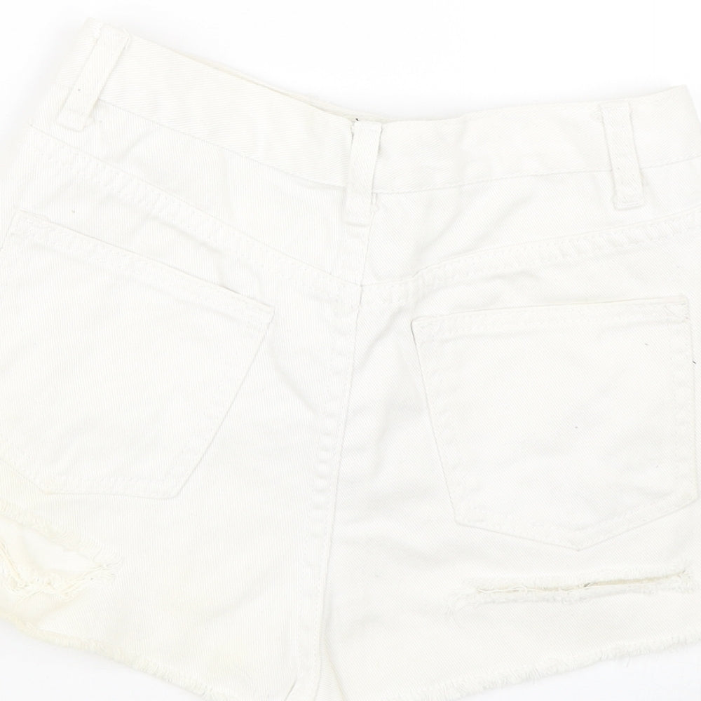 Missguided Womens White  Denim Mom Shorts Size 8