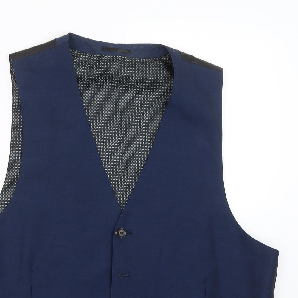 F&F Mens Blue   Jacket Suit Waistcoat Size 46
