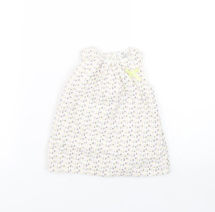 F&F Girls White Argyle/Diamond  Tank Dress  Size 0-3 Months