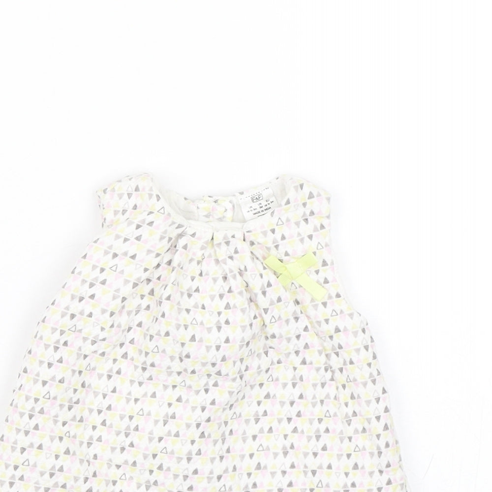 F&F Girls White Argyle/Diamond  Tank Dress  Size 0-3 Months