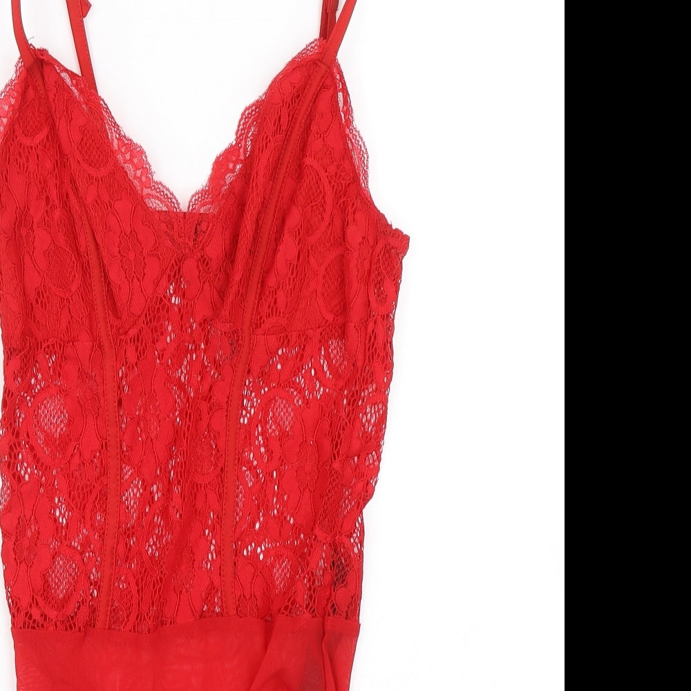 New Look Womens Red Floral  Catsuit One-Piece Size 10