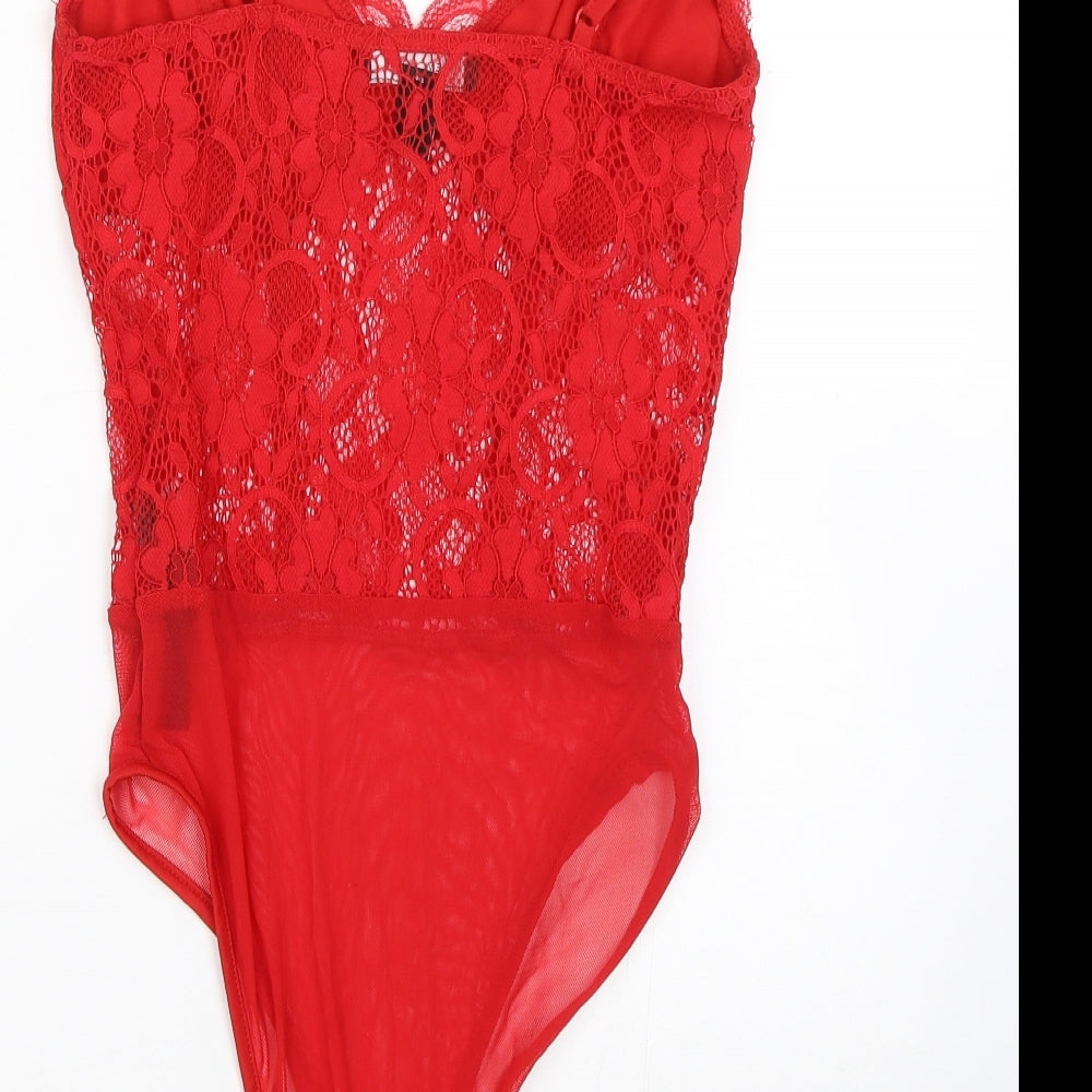 New Look Womens Red Floral  Catsuit One-Piece Size 10