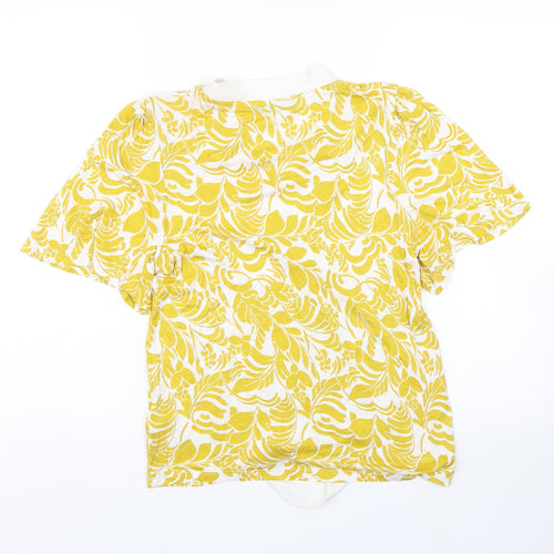 M&S Womens Yellow Floral  Basic T-Shirt Size 8