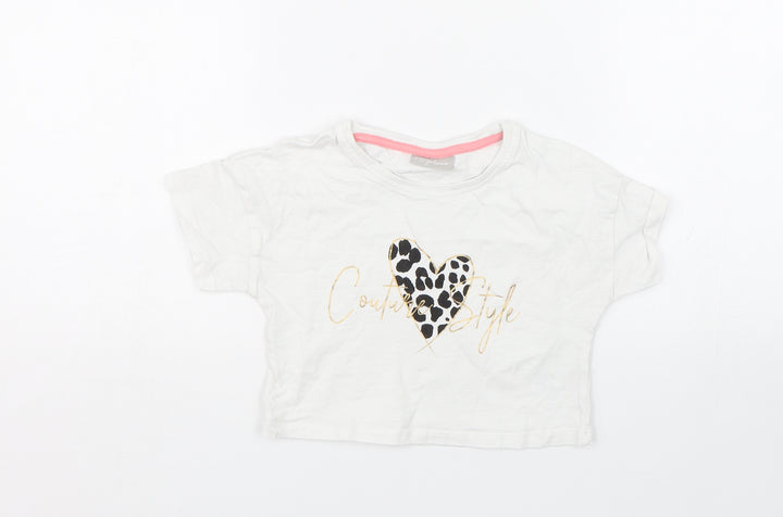 Matalan Girls White Basic T-Shirt Size 7 Years