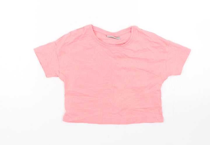 Matalan Girls Pink   Cropped T-Shirt Size 7 Years