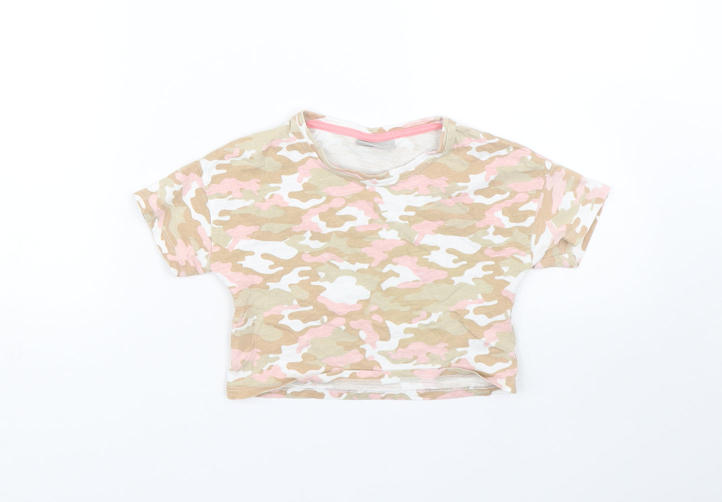 Matalan Girls Multicoloured Camouflage  Cropped T-Shirt Size 7 Years