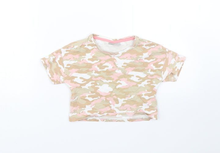 Matalan Girls Multicoloured Camouflage  Cropped T-Shirt Size 7 Years