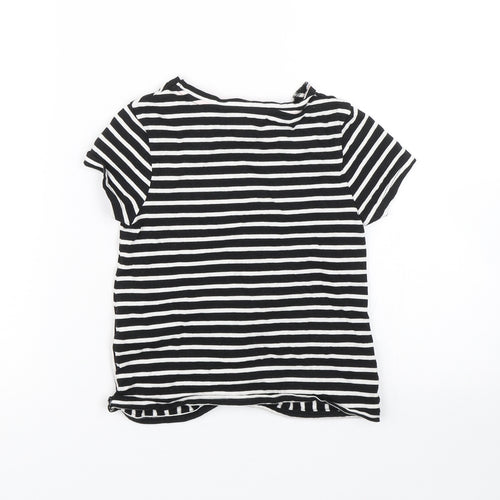 George Girls Black Striped  Basic T-Shirt Size 6-7 Years