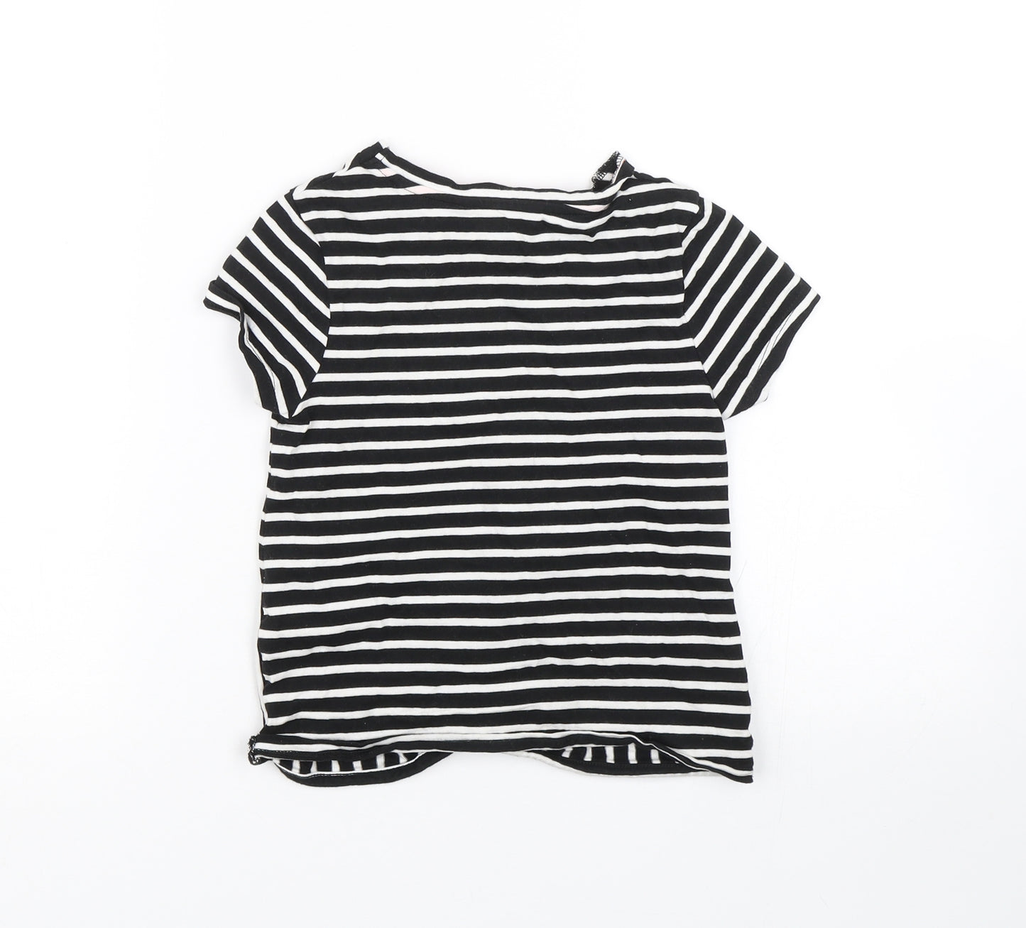 George Girls Black Striped  Basic T-Shirt Size 6-7 Years