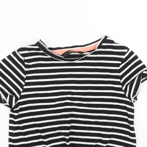 George Girls Black Striped  Basic T-Shirt Size 6-7 Years