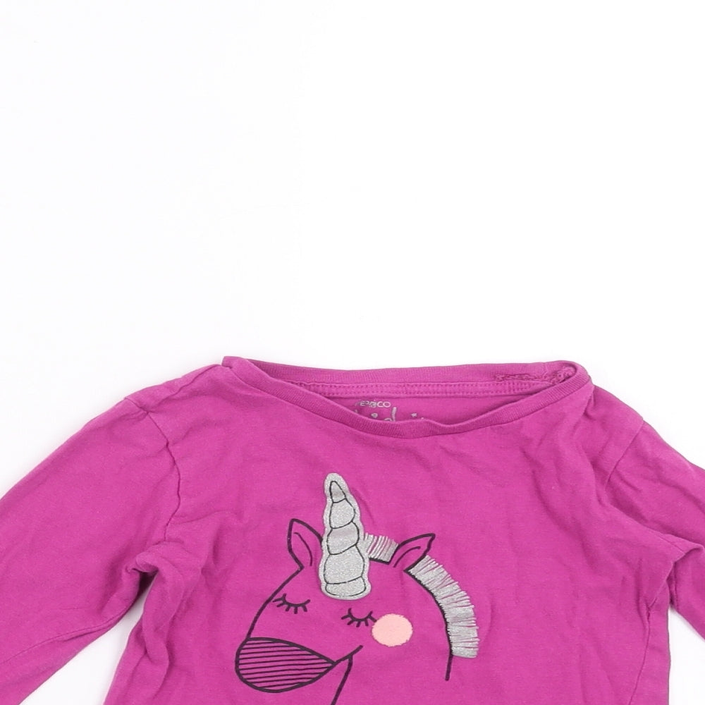 Pep&co Baby Purple   Basic T-Shirt Size 18-24 Months  - unicorn