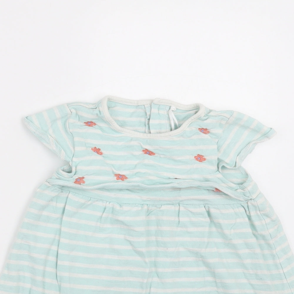 TU Girls Green Striped  T-Shirt Dress  Size 18-24 Months