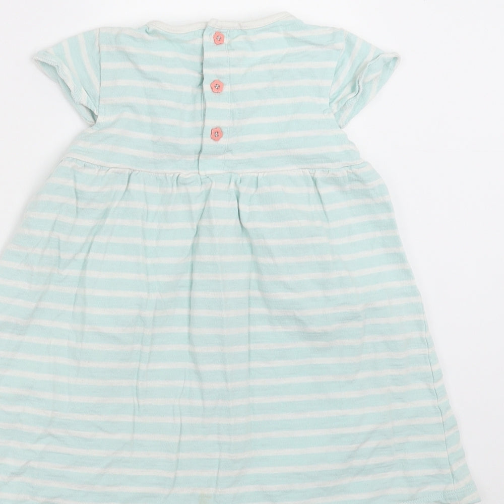 TU Girls Green Striped  T-Shirt Dress  Size 18-24 Months