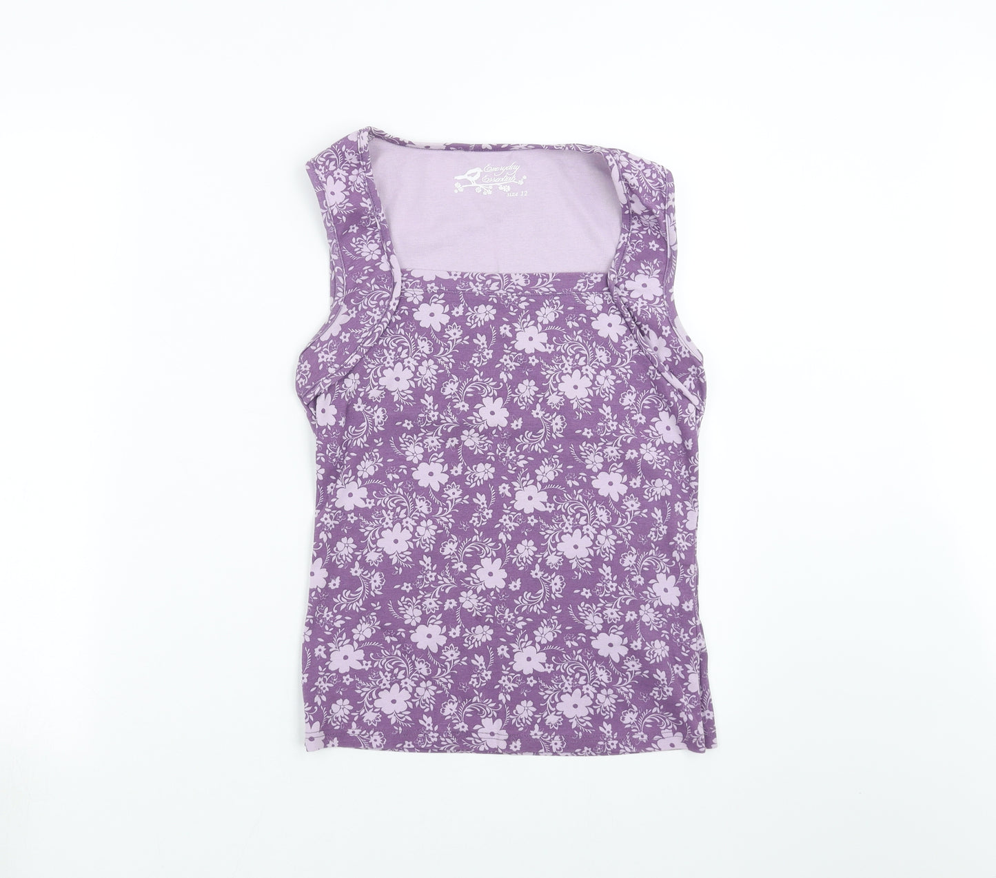 BHS Womens Purple Floral  Basic T-Shirt Size 12
