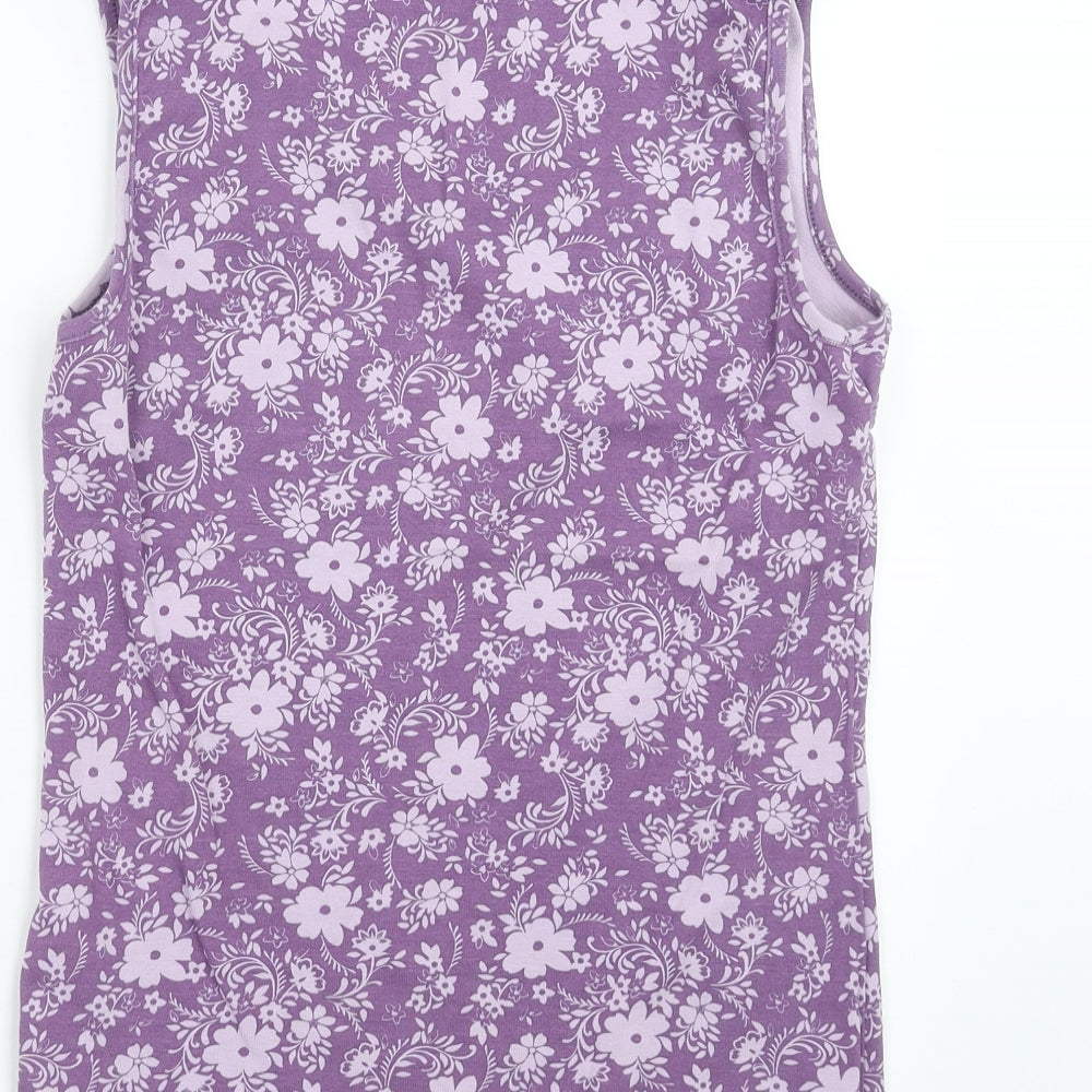 BHS Womens Purple Floral  Basic T-Shirt Size 12