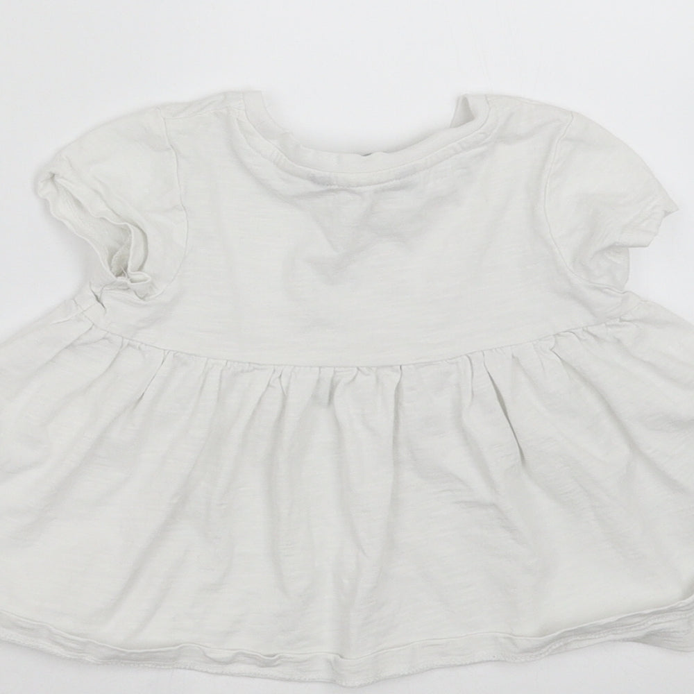 George Girls White   Basic T-Shirt Size 12-18 Months  - smiles all day