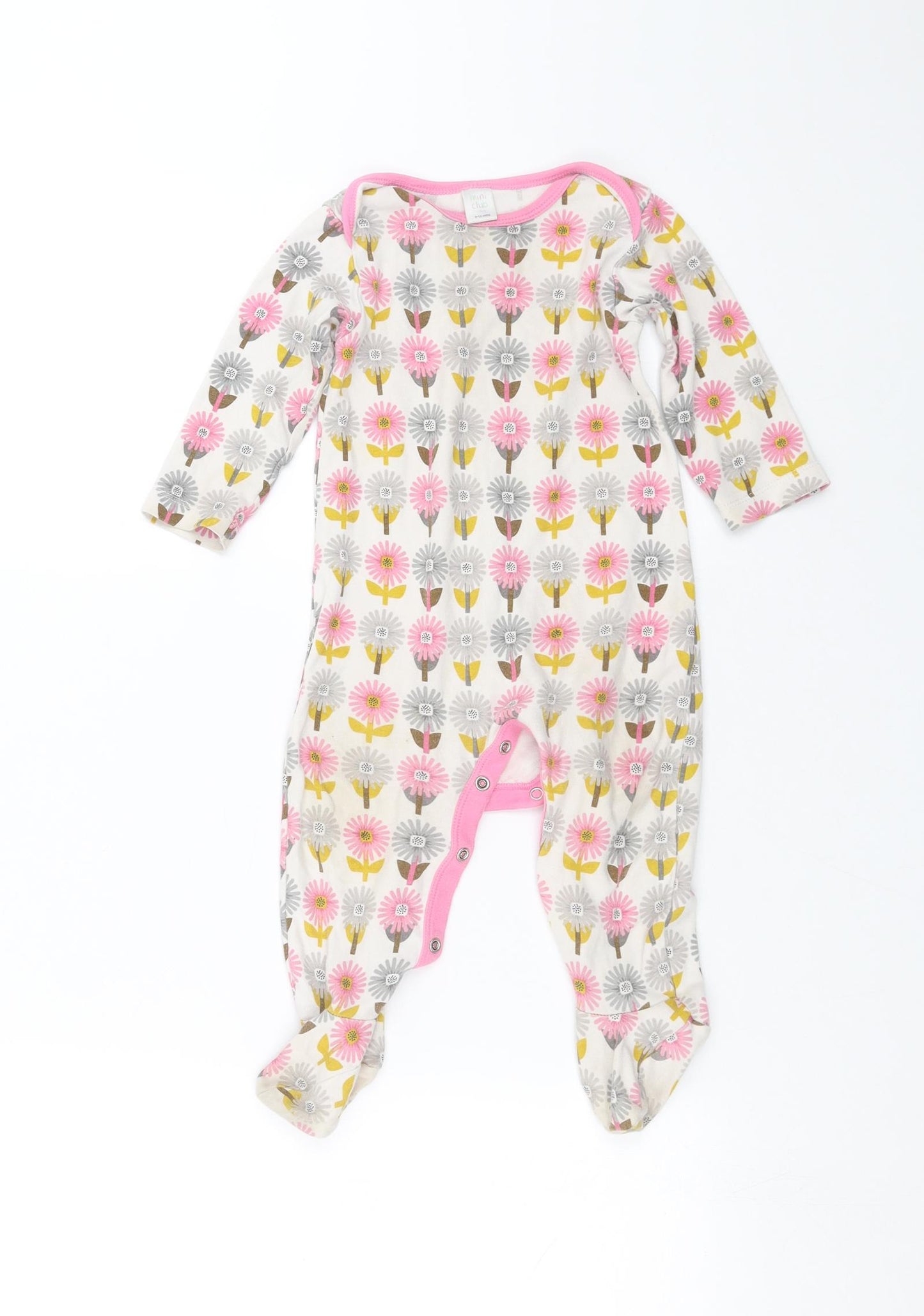 Mini Club Girls Pink Floral  Babygrow One-Piece Size 9-12 Months
