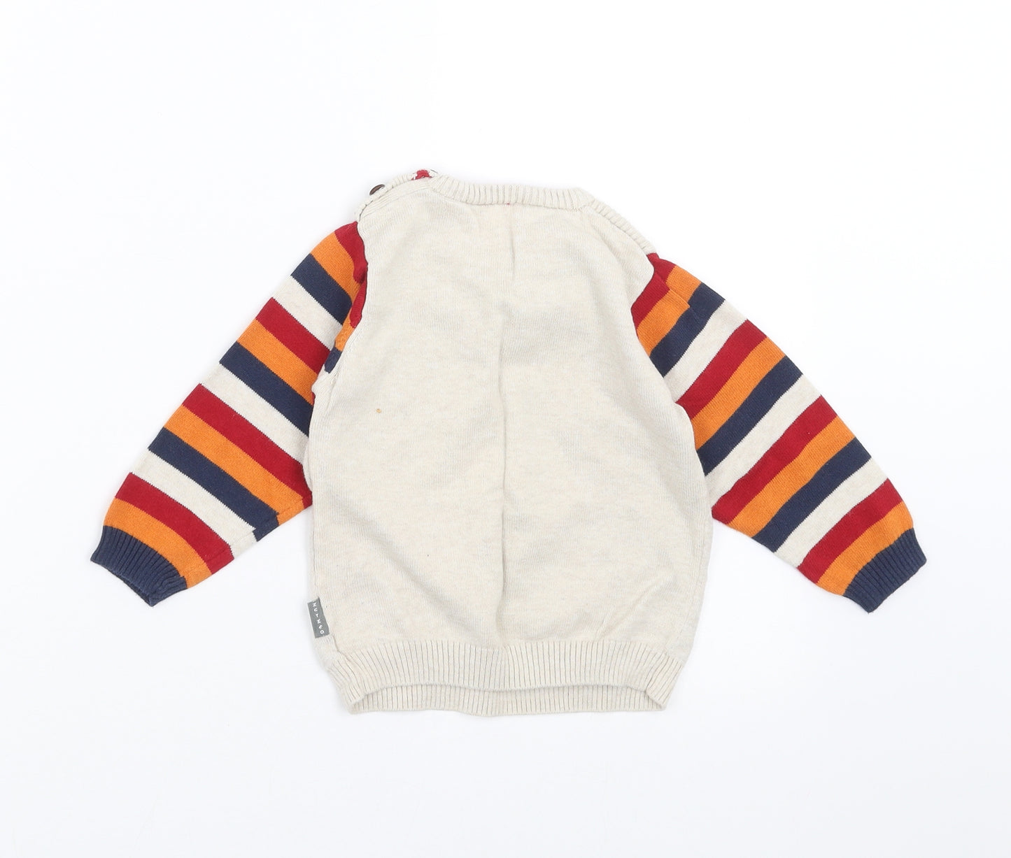 Nutmeg Boys Beige  Knit Pullover Jumper Size 18-24 Months  - Reindeer Christmas