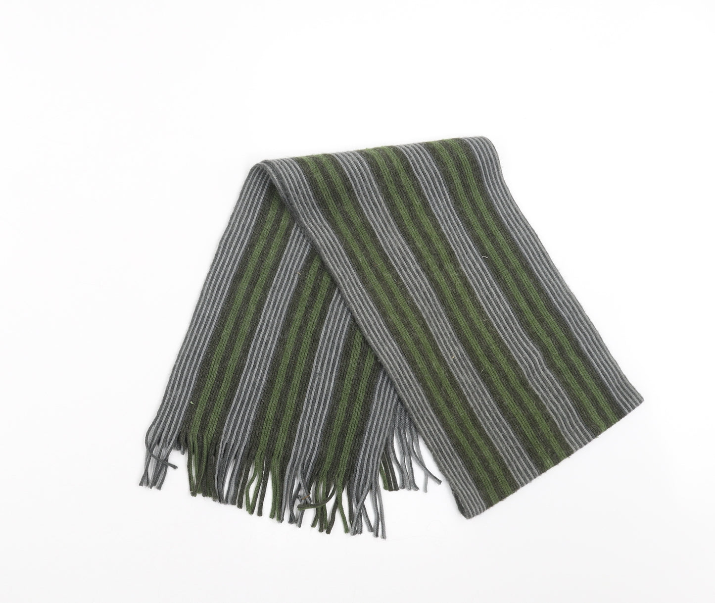 Preworn Mens Green Striped  Scarf  One Size