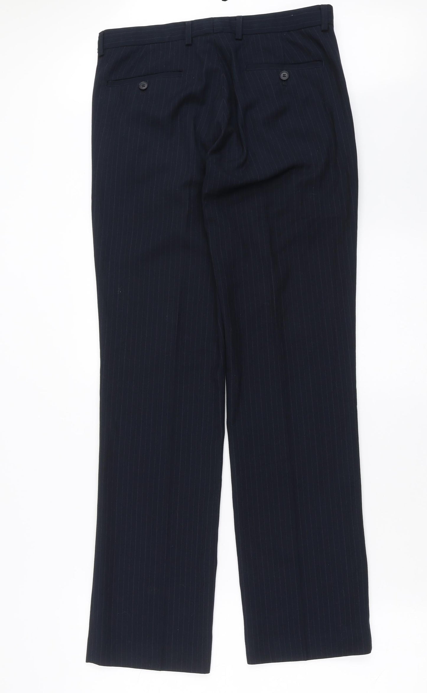 B&W Mens Blue Striped  Trousers  Size 30 in L31 in