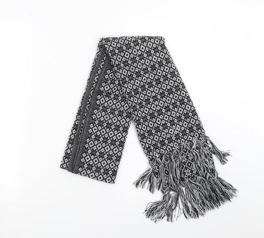 Front view of Preworn women’s black geometric scarf
