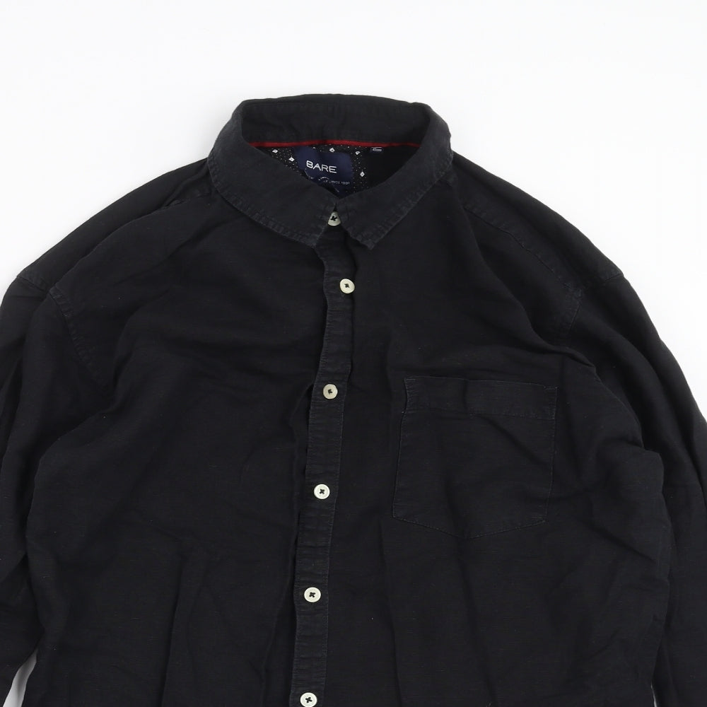 Bare Mens Black    Button-Up Size L