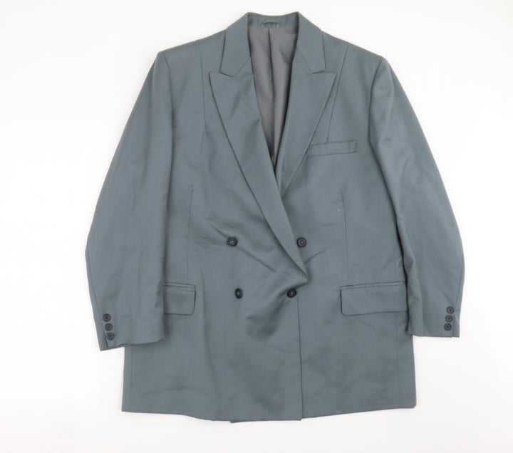 Preworn Mens Green Striped  Jacket Suit Jacket Size 42
