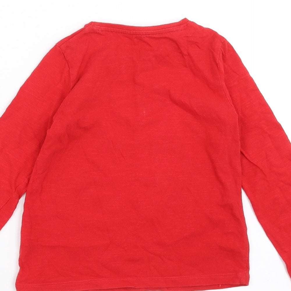 F&F Girls Red   Basic T-Shirt Size 6-7 Years  - penguin