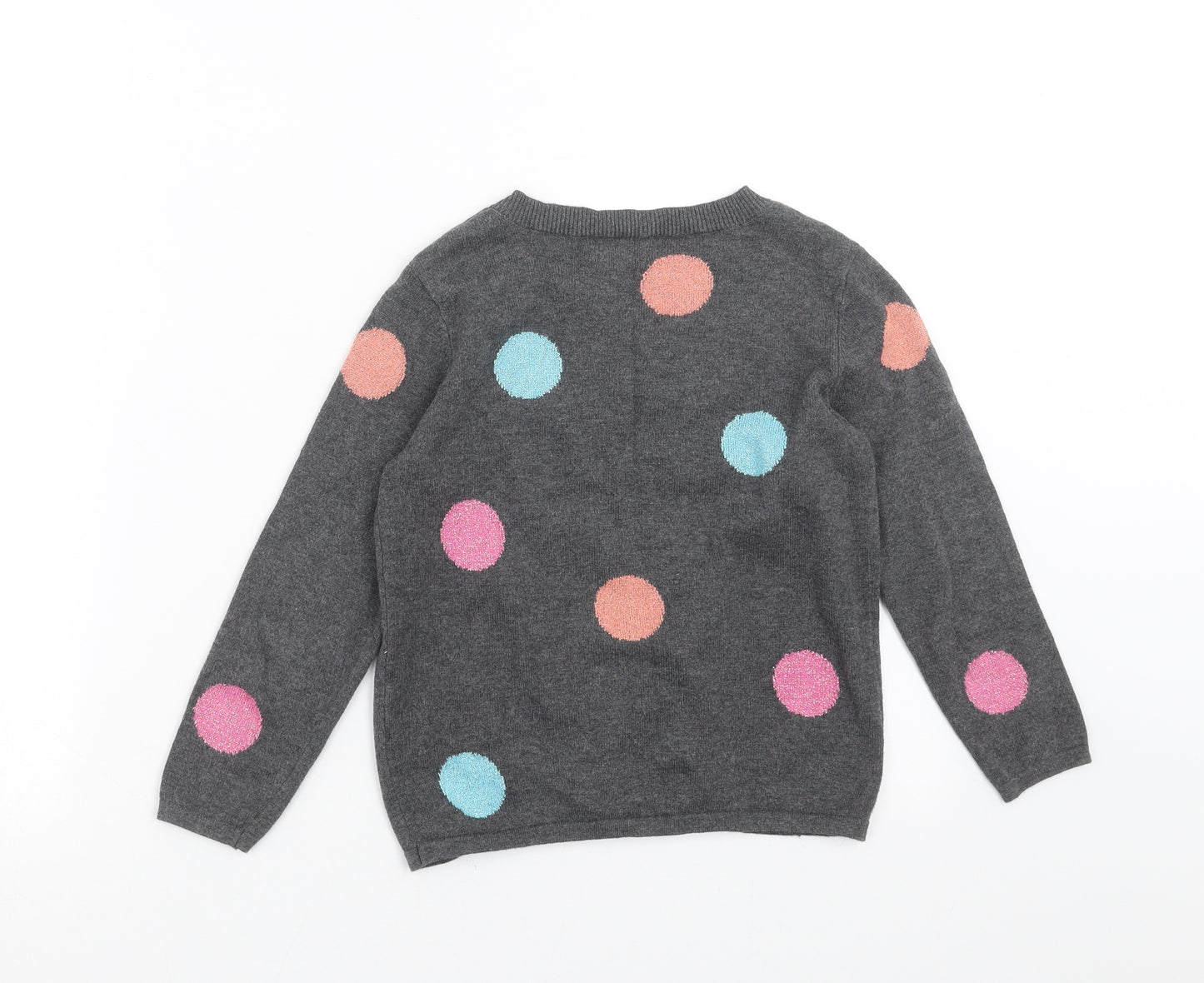 Outfit Kids Girls Grey Polka Dot Knit Cardigan Jumper Size 5-6 Years