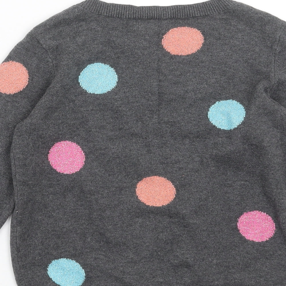 Outfit Kids Girls Grey Polka Dot Knit Cardigan Jumper Size 5-6 Years