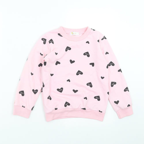 Little Hands Girls Pink   Pullover Sweatshirt Size 11-12 Years  - love heart