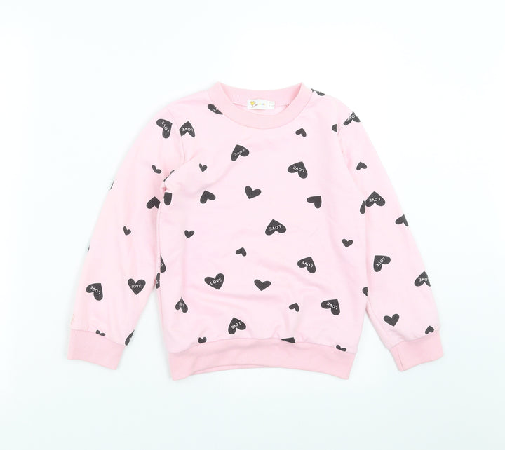 Little Hands Girls Pink   Pullover Sweatshirt Size 11-12 Years  - love heart