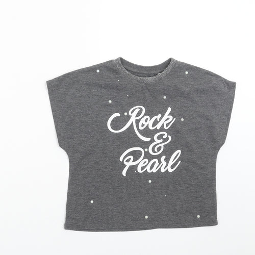 outfit kids Girls Grey   Basic T-Shirt Size 5 Years  - rock & pearl
