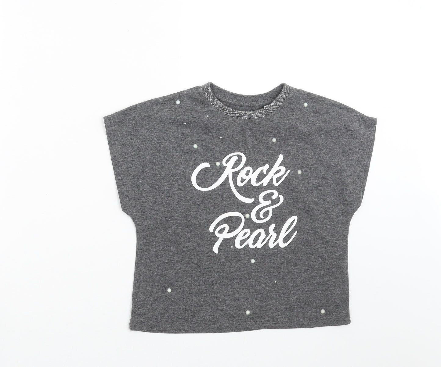 outfit kids Girls Grey   Basic T-Shirt Size 5 Years  - rock & pearl